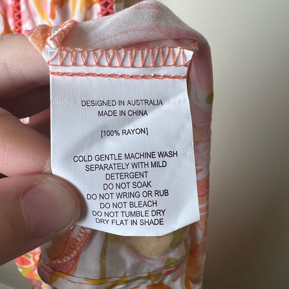 Abel The Label Anthropologie Smocked Waist Floral Halter Maxi Dress Orange Large - Picture 10 of 10